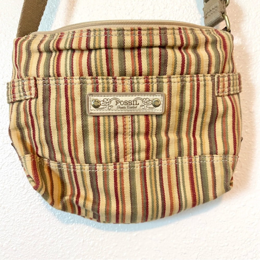 Vintage Fossil Crossbody Canvas Purse Striped Bag Y2K 90s Boho - Picture 4 of 8